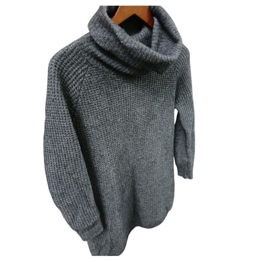TOAD & CO Gray/Blue Tunic Wool Turtleneck Sweater EUC - Picture 5 of 11